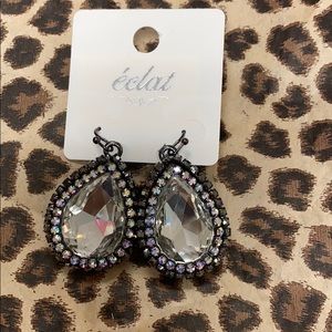 diamond clear rhinestone earrings NWT dressy boutique prom